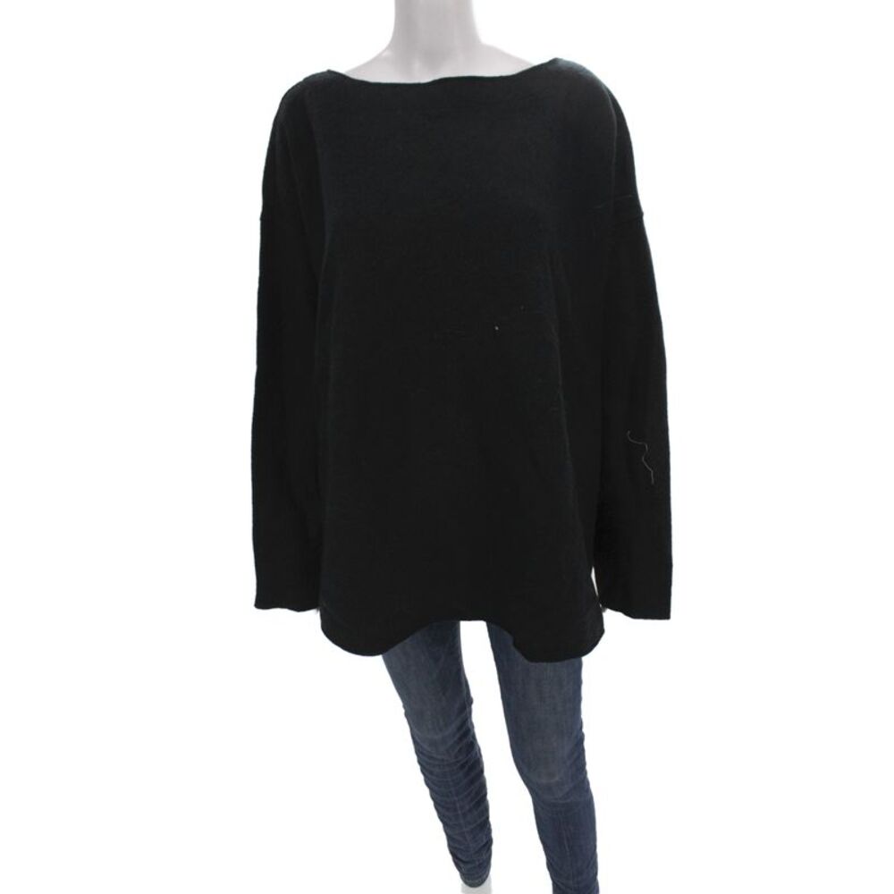 BR Womens Pullover Black Wool Boat Neck Long Sleeve Size 2XL